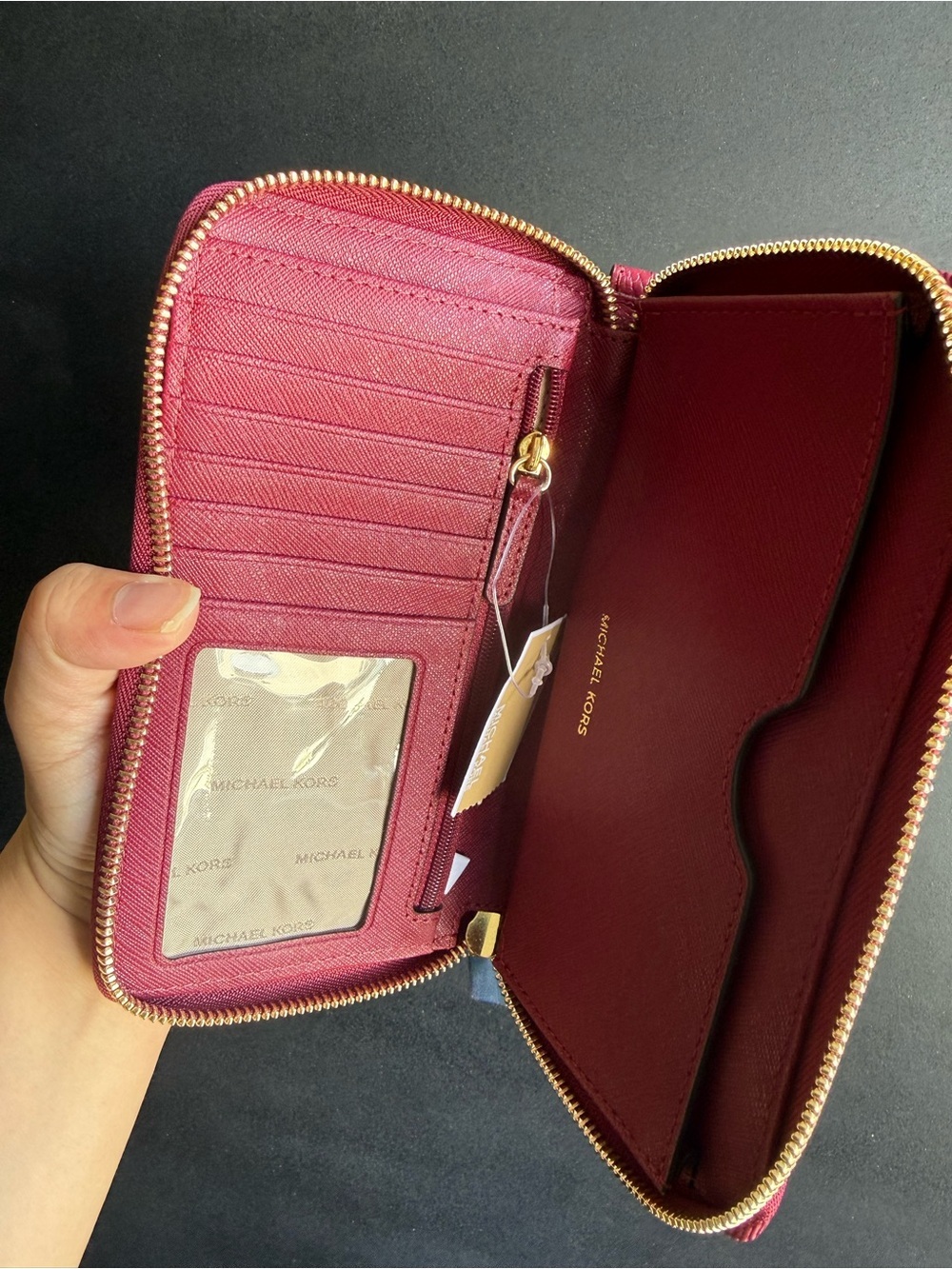 Michael Kors Berry Pebbled Leather Zip Wristlet - Picture 3 of 3